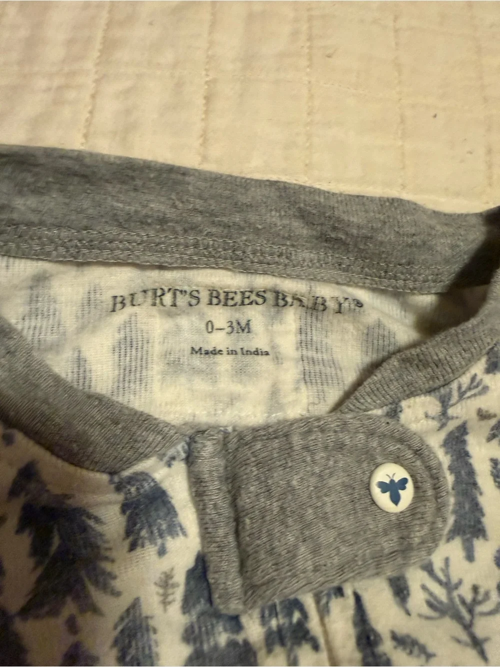 Lot of three bodysuits Burt’s Bees Long-Sleeve One-Piece footed PJ and 2 others